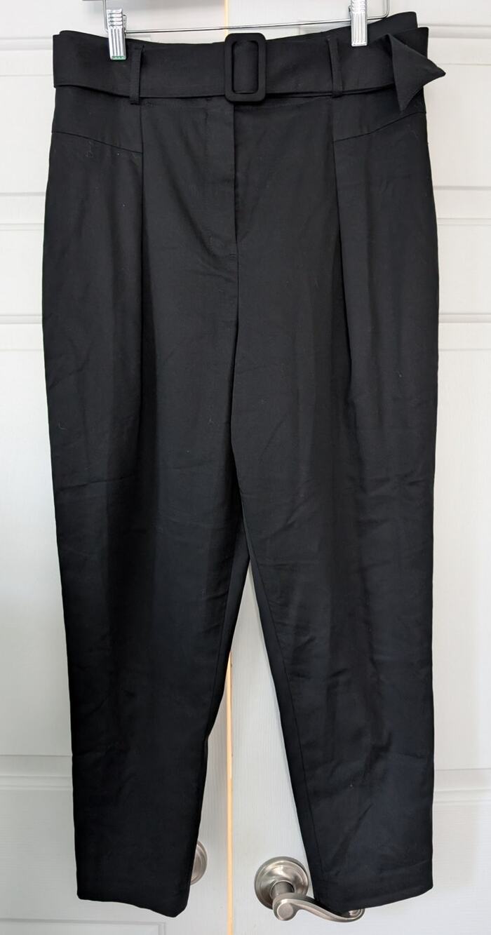 BCBGMaxazria Black Belted Tapered Pants